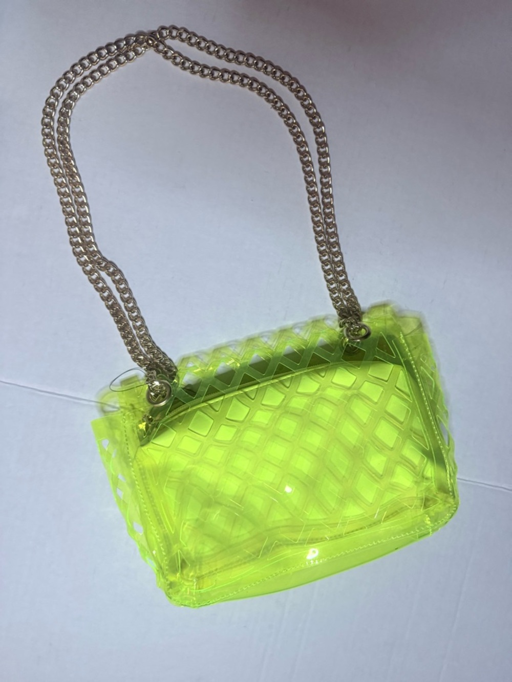Source Unknown Neon Yellow Clear Chain Crossbody Bag - Picture 4 of 4